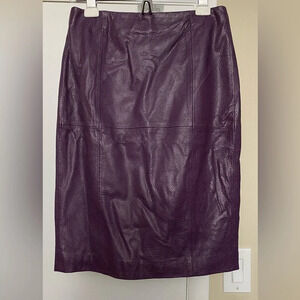 EQ:IQ Vintage Purple Leather Pencil Skirt Size 2